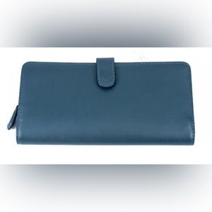 $175 COACH 1941 SMOOTH CALF LEATHER IVY PINE GREEN SKINNY WALLET CLUTCH 58586